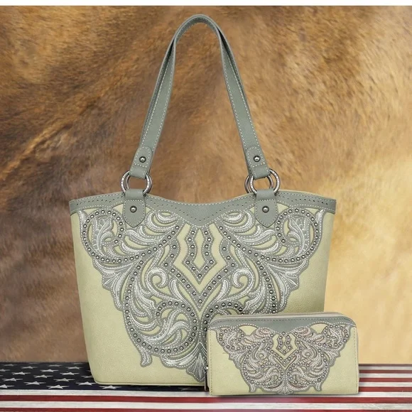 American Bling Shoulder Bags for Women Top-Handle Purse and Handbag 2 PC… - Picture 2 of 6